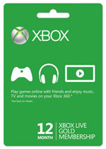 Xbox Live Twelve Month Gold Subscription Card